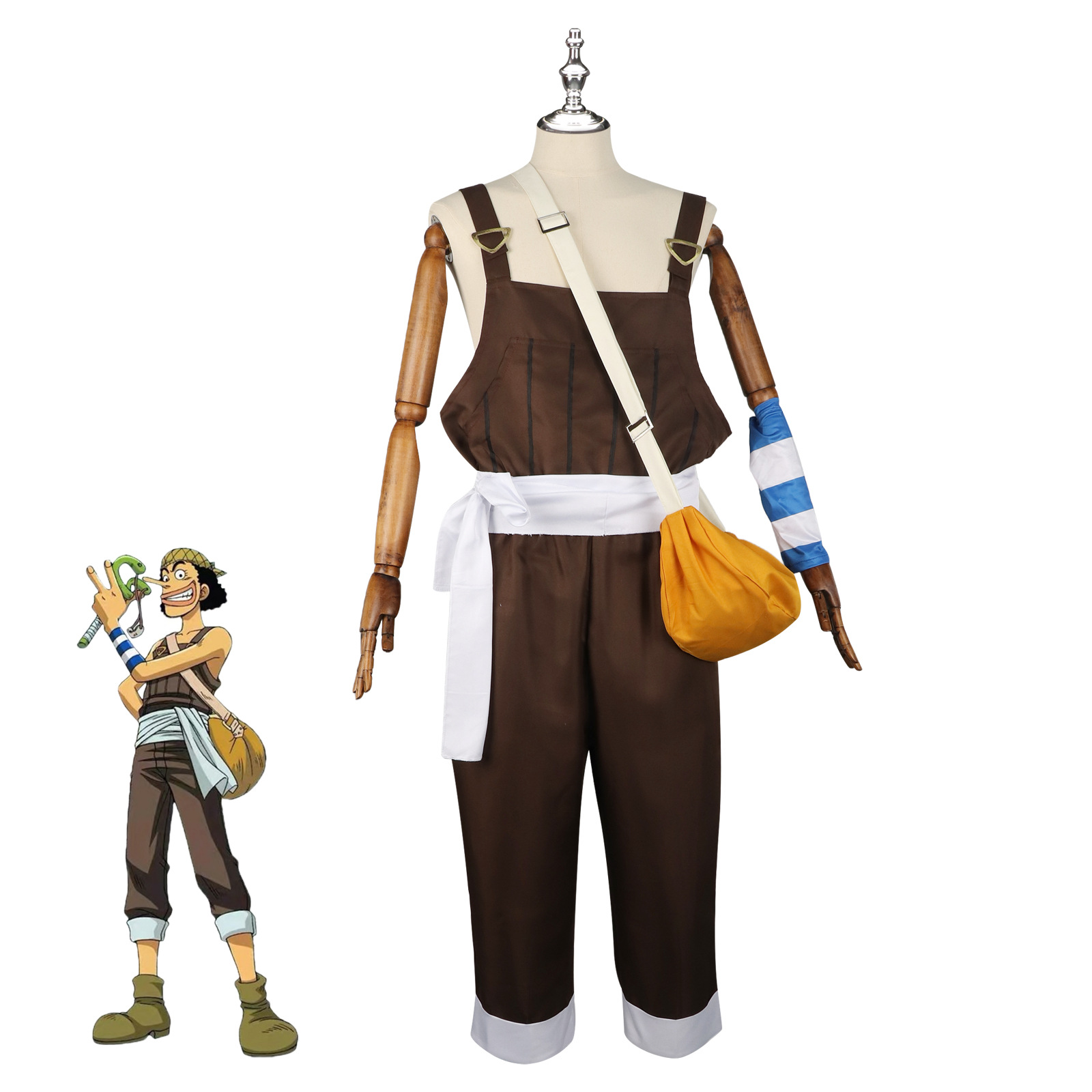 Men'S Accessories With Suits - Costume Cosplay Anime UUsopp, Tuta Marrone,