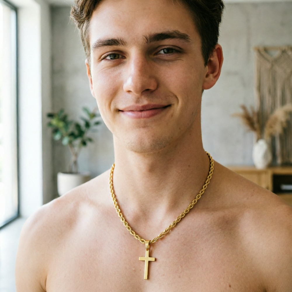 Men Accessories Singapore - Nuova Collana con Ciondolo a Croce