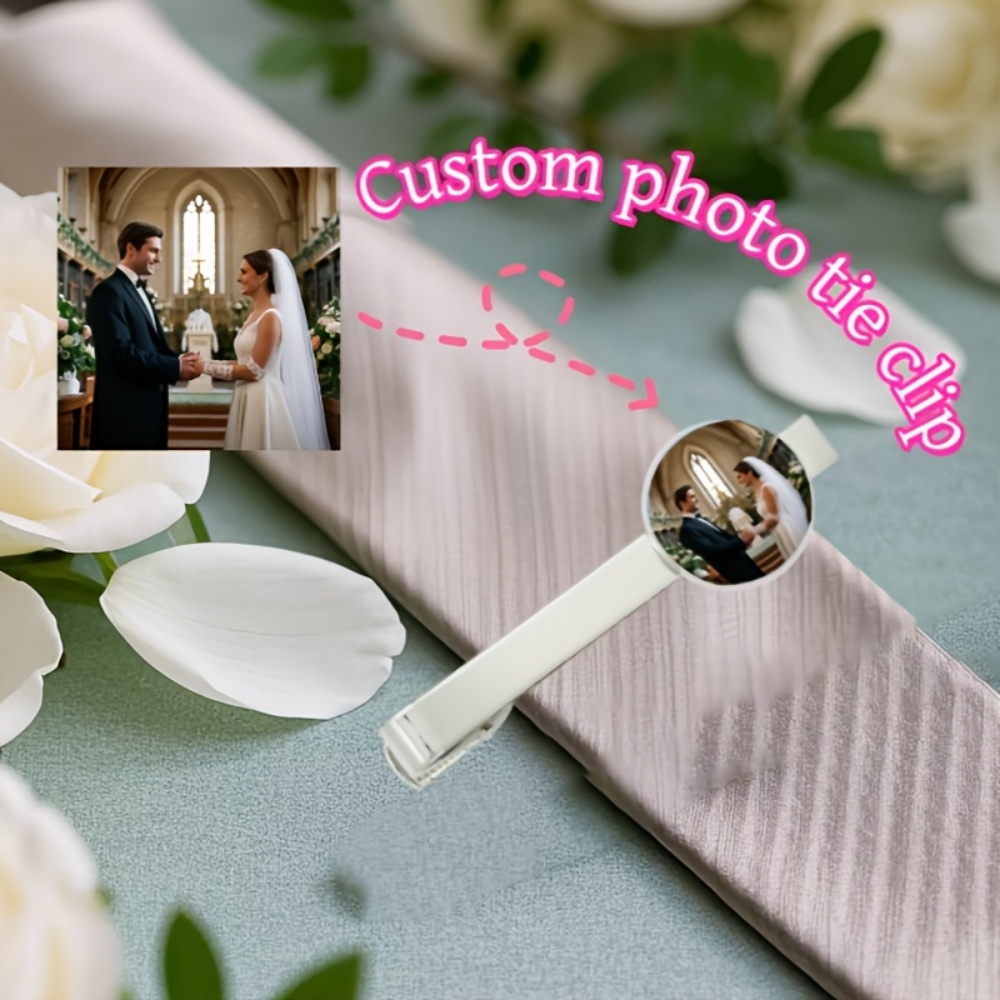 Men Accessories Wedding - Fermacravatta Personalizzato con Foto e Testo